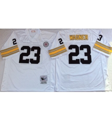 Men Pittsburgh Steelers 23 Mike Wagner White M&N Throwback Jersey