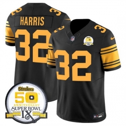 Men Pittsburgh Steelers 32 Franco Harris Black 2024 F U S E 50th Anniversary Of Super Bowl IX Color Rush Limited Stitched Jersey