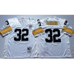 Men Pittsburgh Steelers 32 Franco Harris White M&N Throwback Jersey