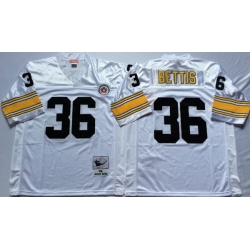 Men Pittsburgh Steelers 36 Jerome Bettis White M&N Throwback Jersey