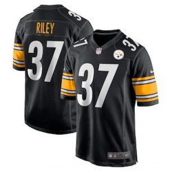 Men Pittsburgh Steelers 37 Elijah Riley Nike Black Game Player Jersey