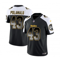Men Pittsburgh Steelers 43 Troy Polamalu Black White 2023 F U S E  Smoke Vapor Untouchable Limited Stitched Jersey