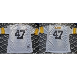 Men Pittsburgh Steelers  47 Mel Blount White Throwback Stitched Football Jersey