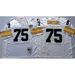 Men Pittsburgh Steelers 75 Joe Greene White M&N Throwback Jersey