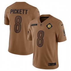 Men Pittsburgh Steelers 8 Kenny Pickett 2023 Brown Salute To Service Limited Jersey