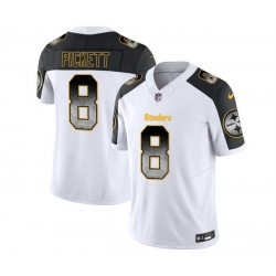 Men Pittsburgh Steelers 8 Kenny Pickett White Black 2023 F U S E  Smoke Vapor Untouchable Limited Stitched Jersey