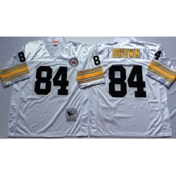 Men Pittsburgh Steelers 84 Antonio Brown White M&N Throwback Jersey