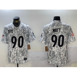 Men Pittsburgh Steelers 90 T  J  Watt 2024 F U S E Arctic Camo Salute To Service Limited Stitched Football Jersey