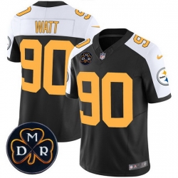 Men Pittsburgh Steelers 90 T  J  Watt Black F U S E  DMR Patch Untouchable Limited Stitched Football Jersey