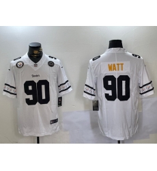 Men Pittsburgh Steelers 90 T J Watt White 2019 Team Logo Cool Edition Stitched Jersey 2