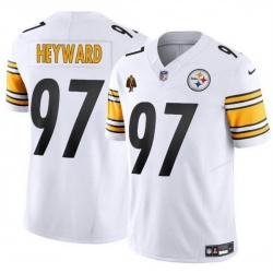 Men Pittsburgh Steelers 97 Cameron Heyward White F U S E  With Walter Payton Patch Vapor Untouchable Limited Stitched Jersey