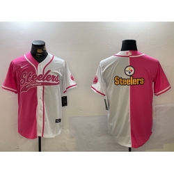 Men Pittsburgh Steelers Big Logo 2024 Arctic Red White Salute To Service Stitched Baseball Jersey 5