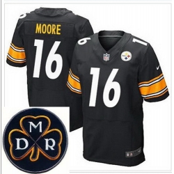 Men's Nike Pittsburgh Steelers #16 Lance Moore Black Team Color NFL Elite MDR Dan Rooney Patch Jersey