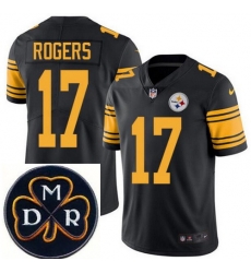 Men's Nike Pittsburgh Steelers #17 Eli Rogers Elite Black Rush NFL MDR Dan Rooney Patch Jersey