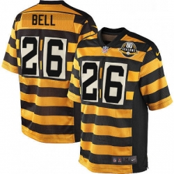 Mens Nike Pittsburgh Steelers 26 LeVeon Bell Limited YellowBlack Alternate 80TH Anniversary Throwback NFL Jersey