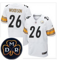Men's Nike Pittsburgh Steelers #26 Rod Woodson White NFL Elite MDR Dan Rooney Patch Jersey