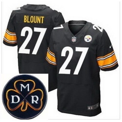 Men's Nike Pittsburgh Steelers #27 LeGarrette Blount Black Team Color NFL Elite MDR Dan Rooney Patch Jersey