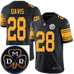 Men's Nike Pittsburgh Steelers #28 Sean Davis Elite Black Rush NFL MDR Dan Rooney Patch Jersey