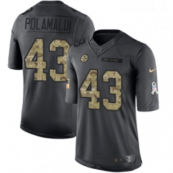 Mens Nike Pittsburgh Steelers 43 Troy Polamalu Limited Black 2016 Salute to Service NFL Jersey