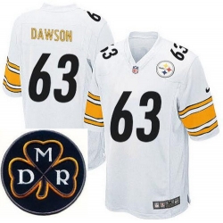 Men's Nike Pittsburgh Steelers #63 Dermontti Dawson Elite White NFL MDR Dan Rooney Patch Jersey