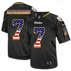 Mens Nike Pittsburgh Steelers 7 Ben Roethlisberger Elite Black USA Flag Fashion NFL Jersey