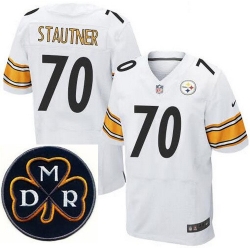 Men's Nike Pittsburgh Steelers #70 Ernie Stautner Elite White NFL MDR Dan Rooney Patch Jersey