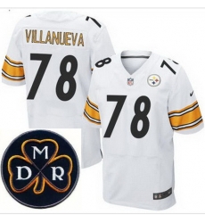 Men's Nike Pittsburgh Steelers #78 Alejandro Villanueva White Stitched NFL Elite MDR Dan Rooney Patch Jersey