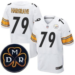 Men's Nike Pittsburgh Steelers #79 Javon Hargrave Elite White NFL MDR Dan Rooney Patch Jersey