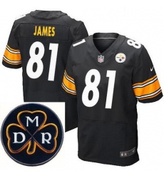 Men's Nike Pittsburgh Steelers #81 Jesse James Elite Black NFL MDR Dan Rooney Patch Jersey