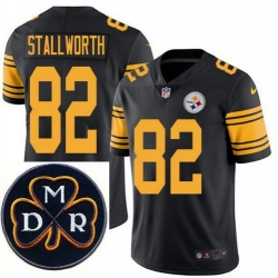 Men's Nike Pittsburgh Steelers #82 John Stallworth Elite Black Rush NFL MDR Dan Rooney Patch Jersey