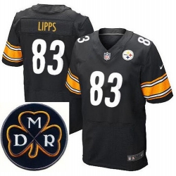 Men's Nike Pittsburgh Steelers #83 Louis Lipps Elite Black NFL MDR Dan Rooney Patch Jersey