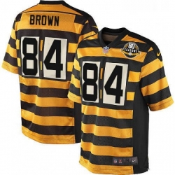 Mens Nike Pittsburgh Steelers 84 Antonio Brown Elite YellowBlack Alternate 80TH Anniversary Throwback NFL Jersey