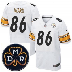 Men's Nike Pittsburgh Steelers #86 Hines Ward Elite White NFL MDR Dan Rooney Patch Jersey