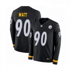 Mens Nike Pittsburgh Steelers 90 T J Watt Limited Black Therma Long Sleeve NFL Jersey