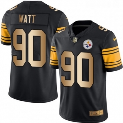 Mens Nike Pittsburgh Steelers 90 T J Watt Limited BlackGold Rush Vapor Untouchable NFL Jersey