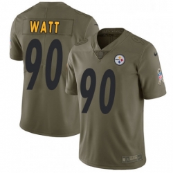 Mens Nike Pittsburgh Steelers 90 T J Watt Limited Olive 2017 Salute to Service NFL Jersey