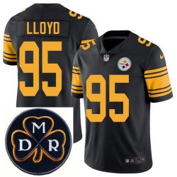 Men's Nike Pittsburgh Steelers #95 Greg Lloyd Elite Black Rush NFL MDR Dan Rooney Patch Jersey