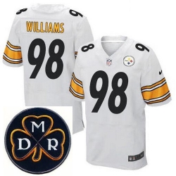 Men's Nike Pittsburgh Steelers #98 Vince Williams Elite White Rush NFL MDR Dan Rooney Patch Jersey