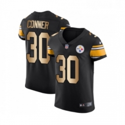 Mens Pittsburgh Steelers 30 James Conner Elite Black Gold Team Color Football Jersey