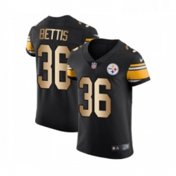 Mens Pittsburgh Steelers 36 Jerome Bettis Elite Black Gold Team Color Football Jersey