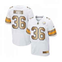 Mens Pittsburgh Steelers 36 Jerome Bettis Elite White Gold Football Jersey