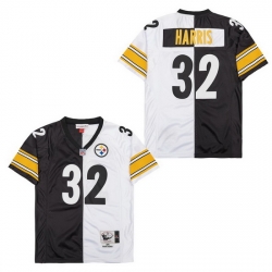 Men's Pittsburgh Steelers Franco Harris #32 White Black Split Stitched NFL Football Jersey