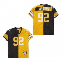 Men's Pittsburgh Steelers James Harrison #92 Gold Black Split Stitched NFL Football Jersey