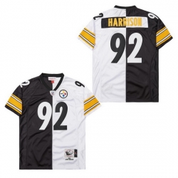 Men's Pittsburgh Steelers James Harrison #92 White Black Split Stitched NFL Football Jersey