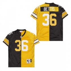 Men's Pittsburgh Steelers Jerome Bettis #36 Gold Black Split Stitched NFL Football Jersey