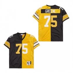 Men's Pittsburgh Steelers Joe Greene #75 Gold Black Split Stitched NFL Football Jersey