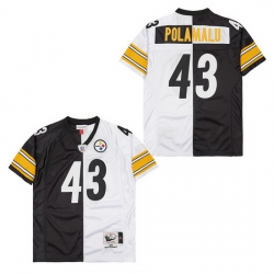 Men's Pittsburgh Steelers Troy Polamalu #43 White Black Split Stitched NFL Football Jersey