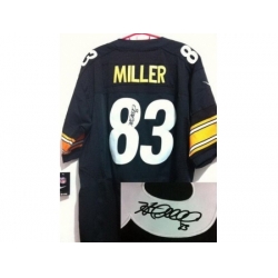 Nike Pittsburgh Steelers 83 Heath Miller Black Elite Signed NFL Jersey