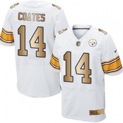 Nike Steelers #14 Sammie Coates White Mens Stitched NFL Elite Gold Jersey