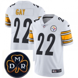 Nike Steelers #22 William Gay White Mens NFL Vapor Untouchable Limited Stitched With MDR Dan Rooney Patch Jersey